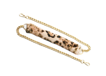 Gold Strap with Leopard Fur Shoulder Pad.